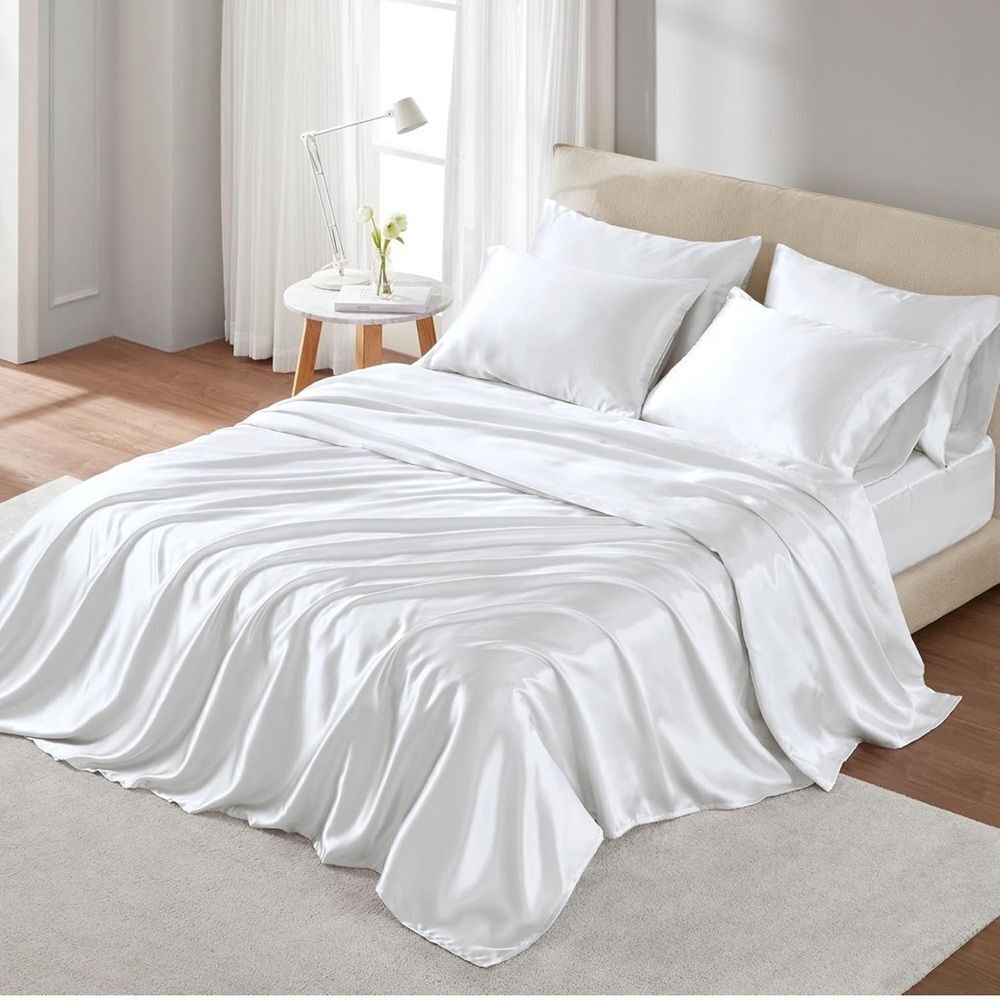Madison Park White Queen Satin Sheet‎ Set NWT